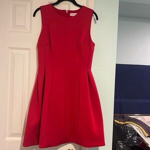 Calvin Klein cocktail Red Dress size 10 stretchy thick scuba material